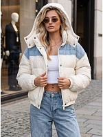 Dámská prošívaná péřová bunda s kapucí v barvě ecru FashionStreet TY6086