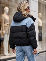 Dámská prošívaná péřová bunda s kapucí, černá, FashionStreet TY6087