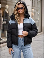 Dámská prošívaná péřová bunda s kapucí, černá, FashionStreet TY6087