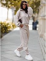 Dámská souprava z kordového úpletu s kapucí a kalhotami, béžová, FashionStreet AY1248 Dámská souprava z kordového úpletu s kapucí a kalhotami, béžová, FashionStreet AY1248