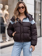 Dámská prošívaná péřová bunda s kapucí, hnědá, FashionStreet TY6087