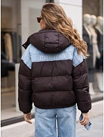 Dámská prošívaná péřová bunda s kapucí, hnědá, FashionStreet TY6087