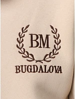 Bluza damska ocieplana ze stójką i haftem beżowa FashionStreet BY1574 Bluza damska ocieplana ze stójką i haftem beżowa FashionStreet BY1574
