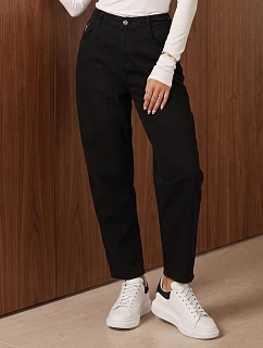 Dámské džíny Mom Fit s vysokým pasem, černé, FashionStreet UY3208