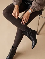 Dámské silné krycí bavlněné punčocháče v čokoládové barvě FashionStreet UY3218
