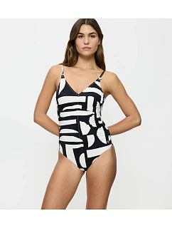 Jednodílné plavky Summer Allure OP 01 černo-bílé - TRIUMPH