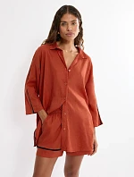 Summer Wear Boyfriend Shirt 01 - HAUTE ORANGE - TRIUMPH HAUTE ORANGE - TRIUMPH