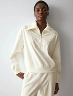 Svetr Velour Rib Sweater krémový Silk White - TRIUMPH