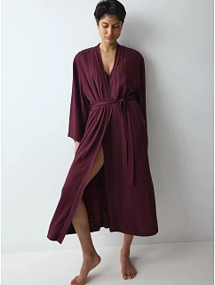 Dámský župan Amourette Jacquard Long Robe Claret bordó - TRIUMPH