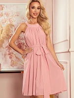 350-2 ALIZEE - šifonové šaty s vázáním - PUDRAL ROSE