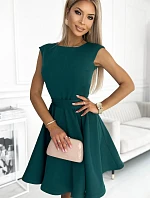 442-1 Rozšířené šaty s malými rukávy - BOTTLE GREEN