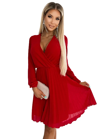 ISABELLE sukienka z  i dekoltem CZERWONA model 22302458 - numoco