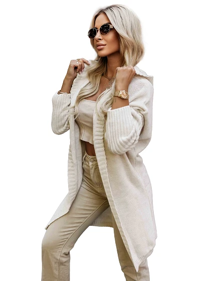 oversize svetr s kapucí a nášivkou béžový model 21382135 - numoco basic