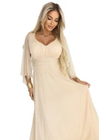 Dlouhé lehké třpytivé šaty s výstřihem a rukávy barva model 21955156 - numoco basic Dlouhé lehké třpytivé šaty s výstřihem a rukávy barva model 21955156 - numoco basic