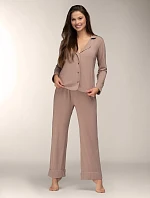 Pyžamo Mademoiselle Sommeil CC0153 Mocca Ease long/r S-XL pruhované