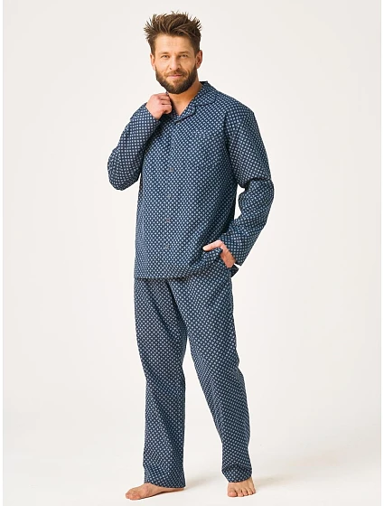 Pyžamo Key MNS 912 B26 dlouhé rukávy, velikosti M–2XL, rozepínací
