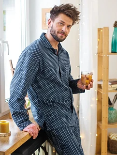 Pyžamo Key MNS 912 B26 dlouhé rukávy, velikosti M–2XL, rozepínací