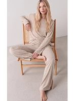 Pyžamo Luna 1312 dlouhé rukávy, velikosti S–2XL, béžové