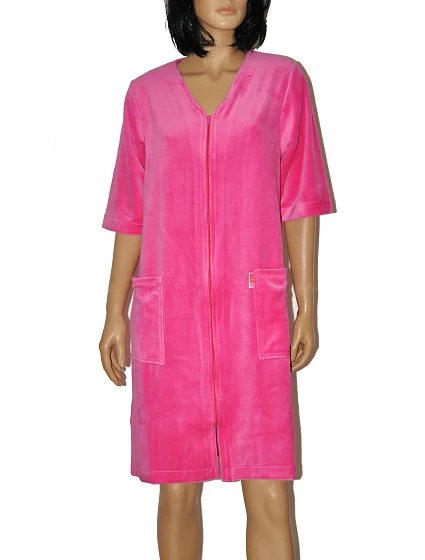 Dámský župan se zipem De Lafense 431 Velur M-4XL