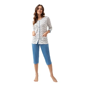 Pyžamo Luna 668 3/4 3XL L24 dámské rozepínací Pyžamo Luna 668 3/4 3XL L24 dámské rozepínací