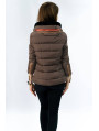 Hnědá dámská zimní prošívaná bunda s kapucí (WZ6636)