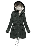 Dámská zimní bunda parka v army barvě s kožešinovou podšívkou a s kapucí model 21242006 - Libland Dámská zimní bunda parka v army barvě s kožešinovou podšívkou a s kapucí model 21242006 - Libland