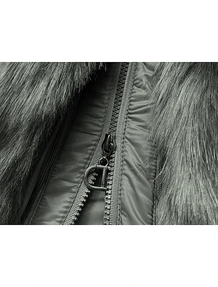 PIKOWANA ZIMOWA KURTKA DAMSKA Z KAPTUREM KHAKI model 21242102 - GDL - GOODLOOKIN