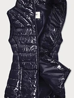 Tmavě modrá lesklá dámská vesta se stojáčkem (B0107)