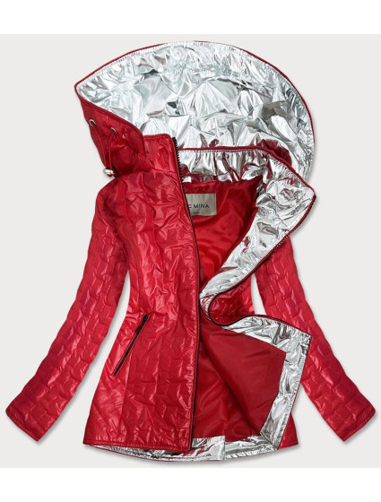 Červená dámská bunda s ozdobnými vsadkami (MM50)