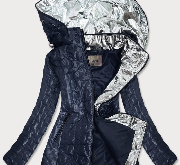 Tmavě modrá dámská bunda s ozdobnými vsadkami (MM50)