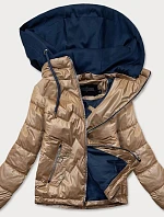 Karamelovo/modrá dámská bunda s kapucí (BH2003BIG)