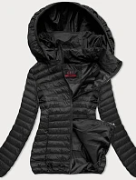 Černá prošívaná dámská bunda s kapucí (2021-09)