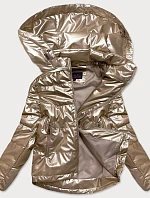 Lesklá dámská oversize bunda v barvě kapučíno (2021-06)