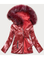 Lehká zimní metalická dámská bunda v bordó barvě (721ART)