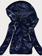 Tmavě modrá prošívaná bunda s kapucí (BR9776)