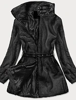 Černá kožešinová bunda se stojáčkem (GSQ2228)