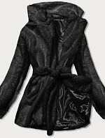 Černá dámská bunda - kožíšek s límcem (GSQ2166)