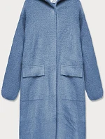 Světle modrý přehoz přes oblečení á la vlna s kapucí (B3006)