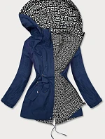 Tmavě modro-bílá dámská bunda parka 2 v 1 (W702)
