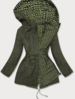 Khaki/limetková dámská bunda parka 2 v 1 (W702BIG)