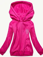 Krátká růžová dámská tepláková mikina (26013)