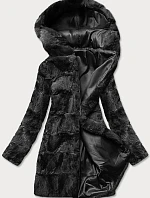 Dámská bunda s kožešinou a kapucí černá (br9741-1)