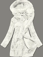 Dámská kožešinová bunda s kapucí bílá (br9741-26)