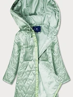 Dámská prošívaná bunda nadměrné velikosti s kapucí v mátové barvě (ag5-010)