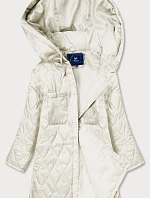 Dámská prošívaná bunda nadměrné velikosti s kapucí ecru (ag5-010)