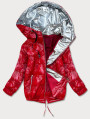 Červená dámská bunda s kapucí a vytlačovaným vzorem (B9765-4)
