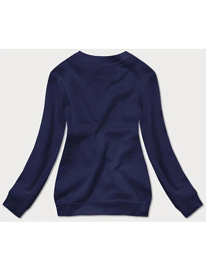 Tmavě modrá dámská tepláková mikina se stahovacími lemy model 17038487 - J.STYLE