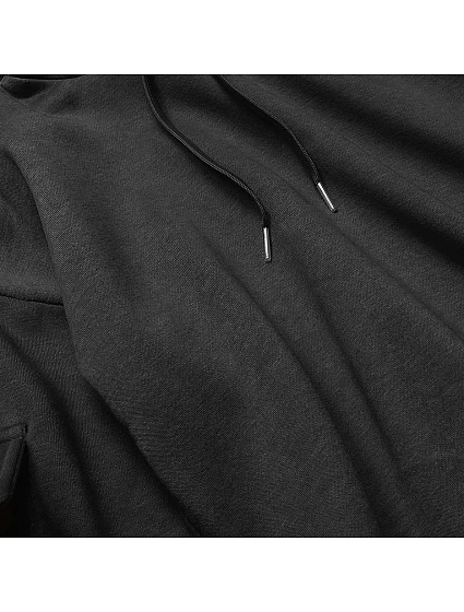 Krátká černá dámská tepláková mikina se stahovacími lemy model 17202550 - J.STYLE