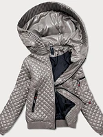 Krátká béžová prošívaná bunda se stahovacími lemy (7261)