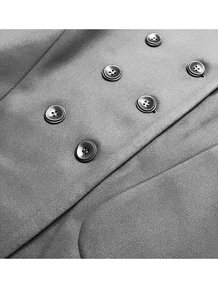 Šedý dámský kabát plus size s kapucí model 17099574 - ROSSE LINE